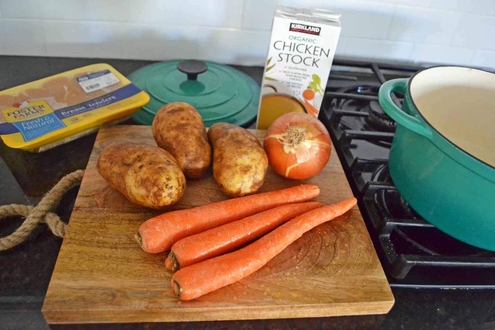 Homemade Chicken Soup Ingredients. This Homemade Chicken Soup is made with tender chicken, carrots, onion, potatoes, fresh herbs, and seasonings all in a warm chicken broth. This is the perfect chicken soup on a cold winter's day.