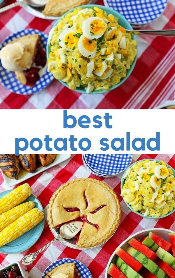 Best Old Fashioned Mama's Potato Salad Recipe. Traditional classic potato salad recipe. www.modernhoney.com #potatosalad #mamaspotatosalad #sidedishes #bbq #bbqsidedishes