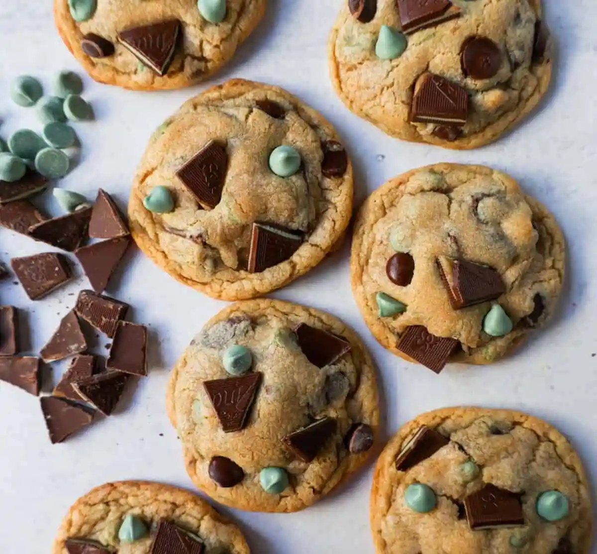 Soft, Chewy Mint Chocolate Chip Cookies are a classic chocolate chip cookie filled with mint chips, semi-sweet chocolate chips, and Andes chocolate mint chocolates. This is the best mint chocolate chip cookie recipe!