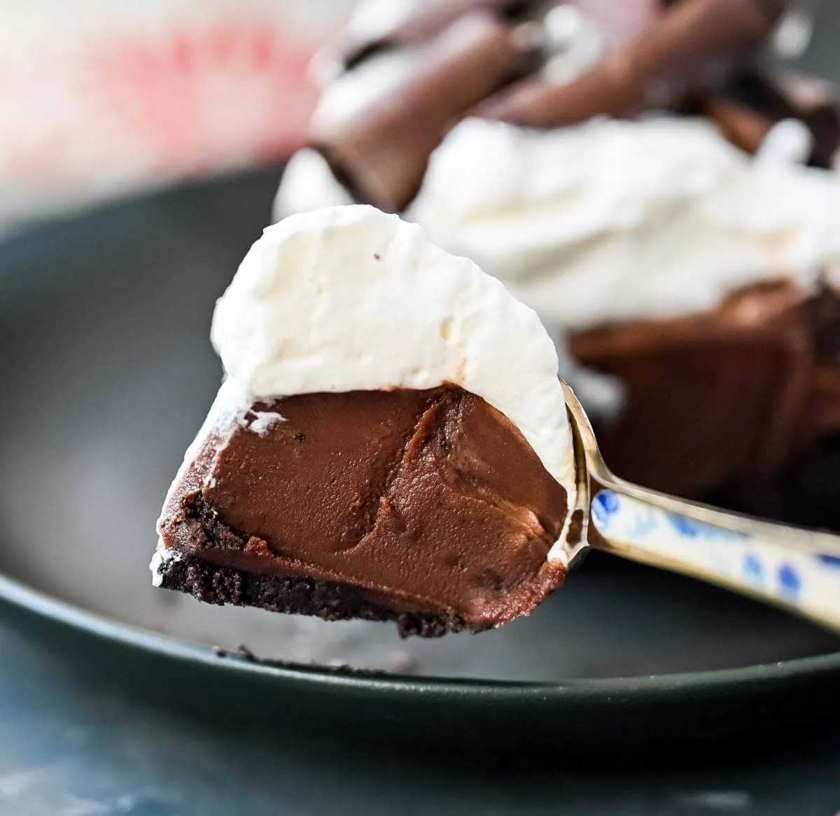 This No Bake Chocolate Cream Pie is made with a buttery Oreo crust holding a luscious chocolate ganache filling topped with sweetened whipped cream. Made with just a handful of ingredients, it’s creamy, chocolatey, and totally foolproof. An easy Chocolate Cream Pie recipe!