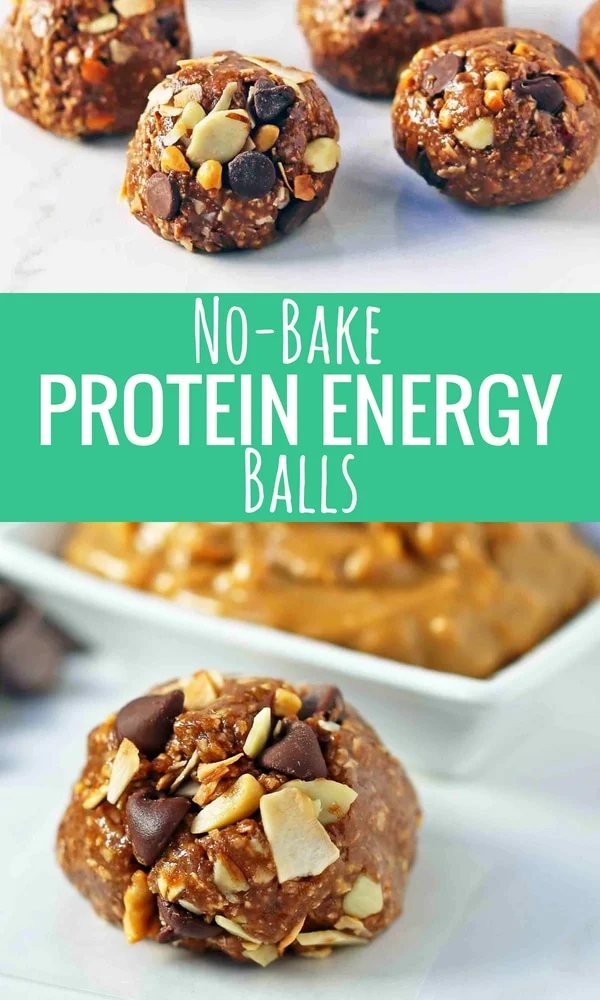 No-Bake Protein Energy Balls. High protein no-sugar-added energy bites. A healthy, filling snack recipe. www.modernhoney.com #wellnessyourway #proteinballs #energyballs #peanutbutterproteinballs #healthysnacks