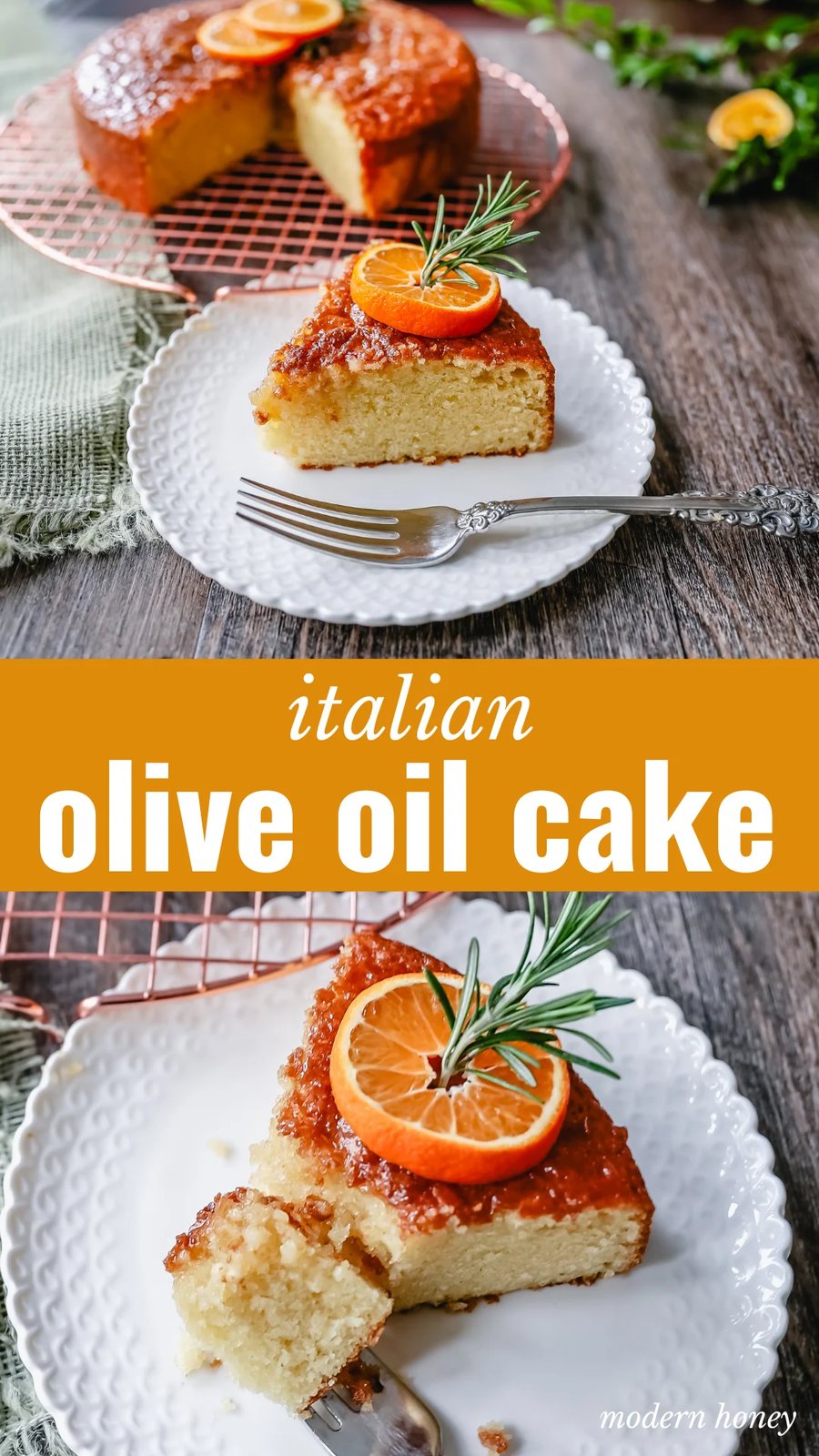Olive Oil Cake A homemade olive oil cake with vanilla and almond extracts and topped with a glaze. This vanilla olive oil cake is the perfect simple dessert.