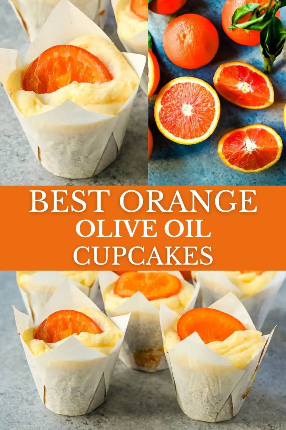 These moist orange olive oil cupcakes made with olive oil are light, tender, and bursting with fresh orange flavor. Sour cream adds richness while olive oil ensures a soft crumb. Finished with orange cream cheese frosting, these are the best orange cupcake recipe.