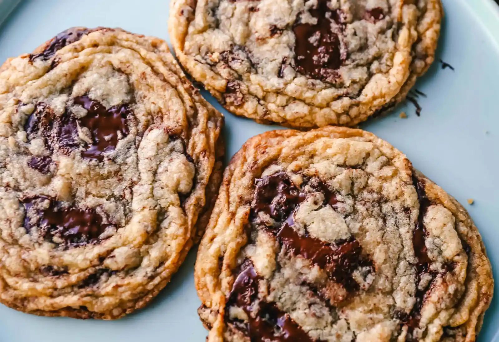 Pan Banging Chocolate Chip Cookies The famous pan banging chocolate chip cookies are thin and crispy with decadent melted dark chocolate and buttery, crispy edges and a chewy center. www.modernhoney.com #cookie #cookies #chocolatechipcookies #panbanging #panbangingcookies