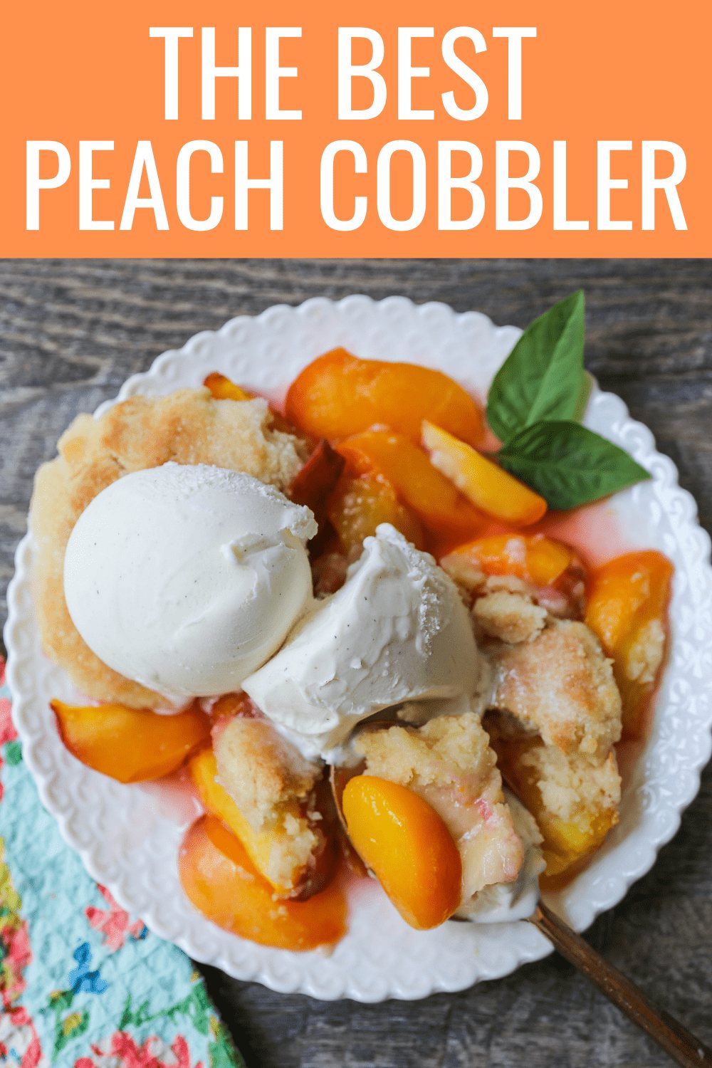 Peach Cobbler. The Best Peach Cobbler Recipe! Fresh peaches tossed with a touch of sugar and topped with a homemade sweet and buttery topping that resembles a mix of a sugar cookie and a sweet biscuit.
