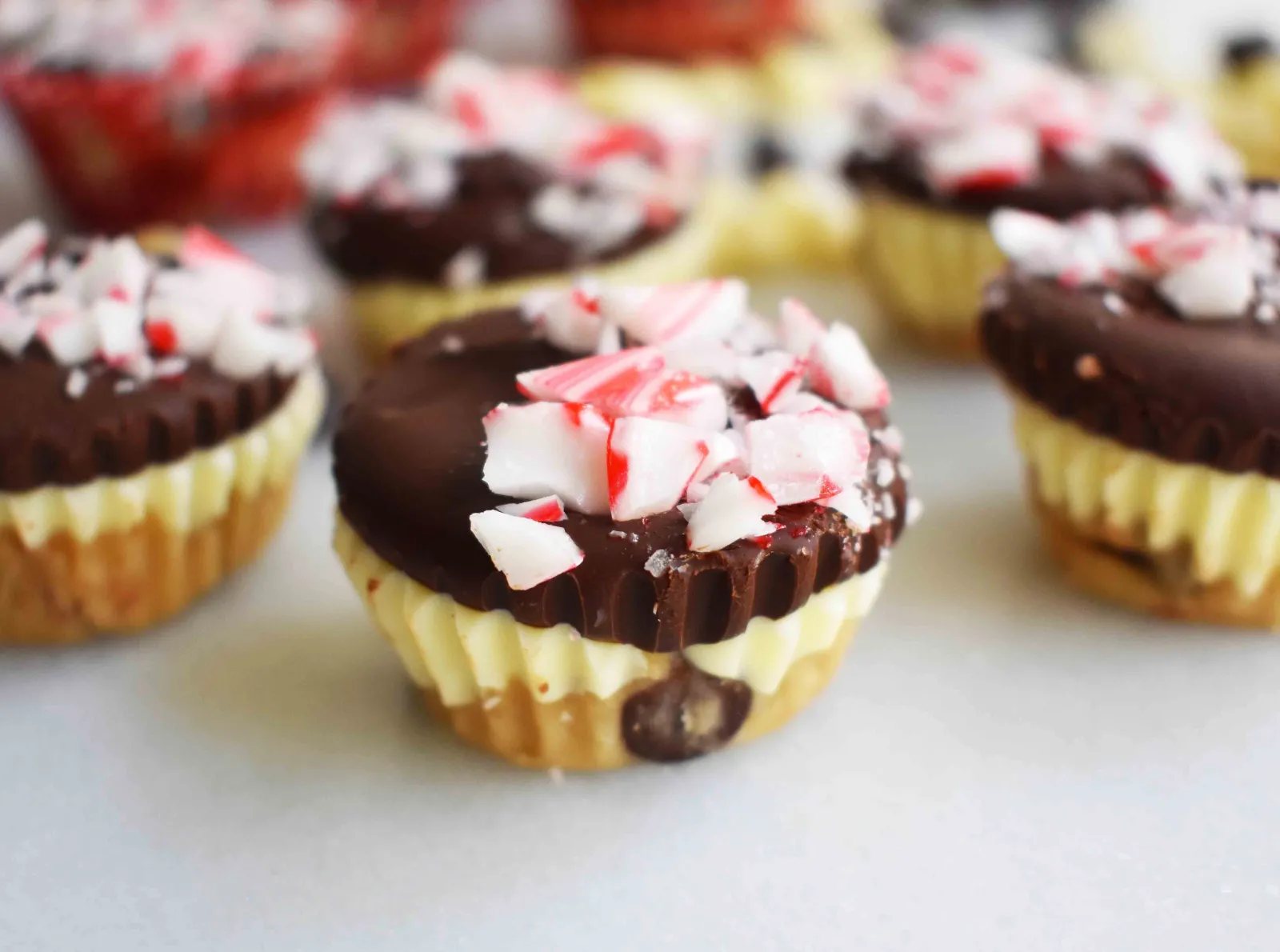 Peppermint Bark Cookie Dough Cups