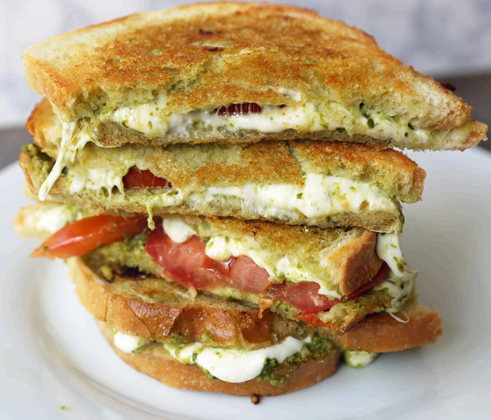 Pesto Panini with Fresh Mozzarella and Tomato