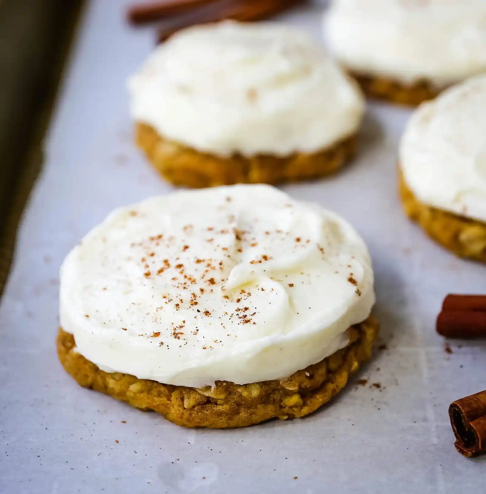 Pumpkin Cookies with Cream Cheese Frosting