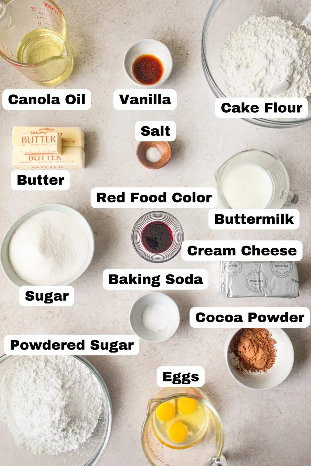 Red Velvet Cake Ingredients. What ingredients are in red velvet cake.