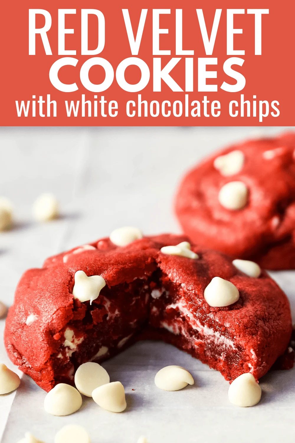 Red Velvet Cookies. Soft chewy famous Red Velvet Cookies with sweet white chocolate chips. www.modernhoney.com #redvelvet #redvelvetcookies #cookies #4thofJuly