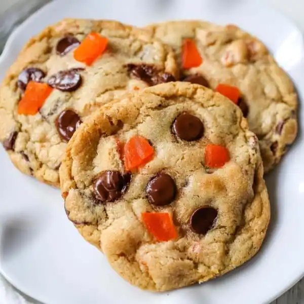 Dark Chocolate Mango Cookies Chewy citrus cookies with dark chocolate chunks and sweet dried mango. A rich tropical cookie!