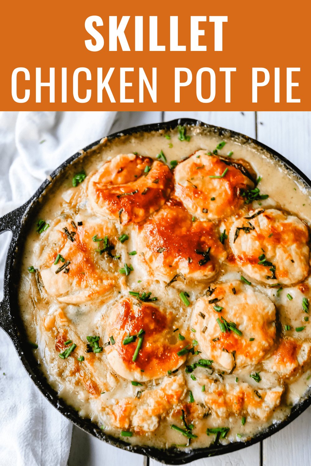 Skillet Chicken Pot Pie Easy, one-skillet chicken pot pie with vegetables baked in a cream sauce and topped with buttery puff pastry. A quick and easy chicken pot pie recipe! www.modernhoney.com #chickenpotpie #potpie #chicken