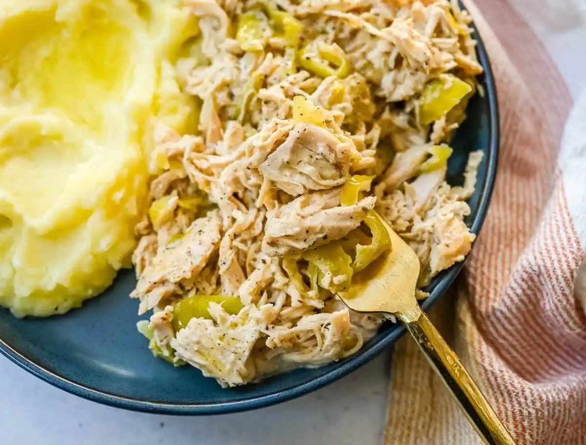 Looking for a new slow cooker chicken recipe? This Slow Cooker Boursin Chicken is rich, creamy, and packed with flavor thanks to garlic herb Boursin cheese, ranch seasoning, and pepperoncini's. The crockpot does all the work, giving you a perfectly tender chicken dinner recipe! You will love this Mississippi Chicken!