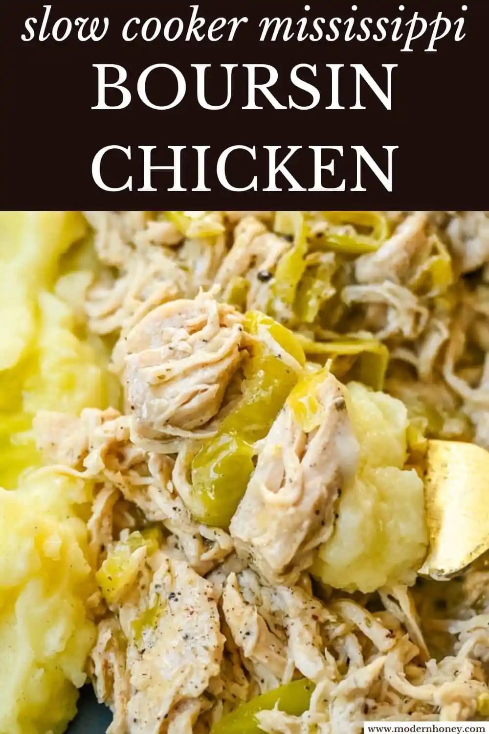 Looking for a new slow cooker chicken recipe? This Slow Cooker Boursin Chicken is rich, creamy, and packed with flavor thanks to garlic herb Boursin cheese, ranch seasoning, and pepperoncini's. The crockpot does all the work, giving you a perfectly tender chicken dinner recipe! You will love this Mississippi Chicken!