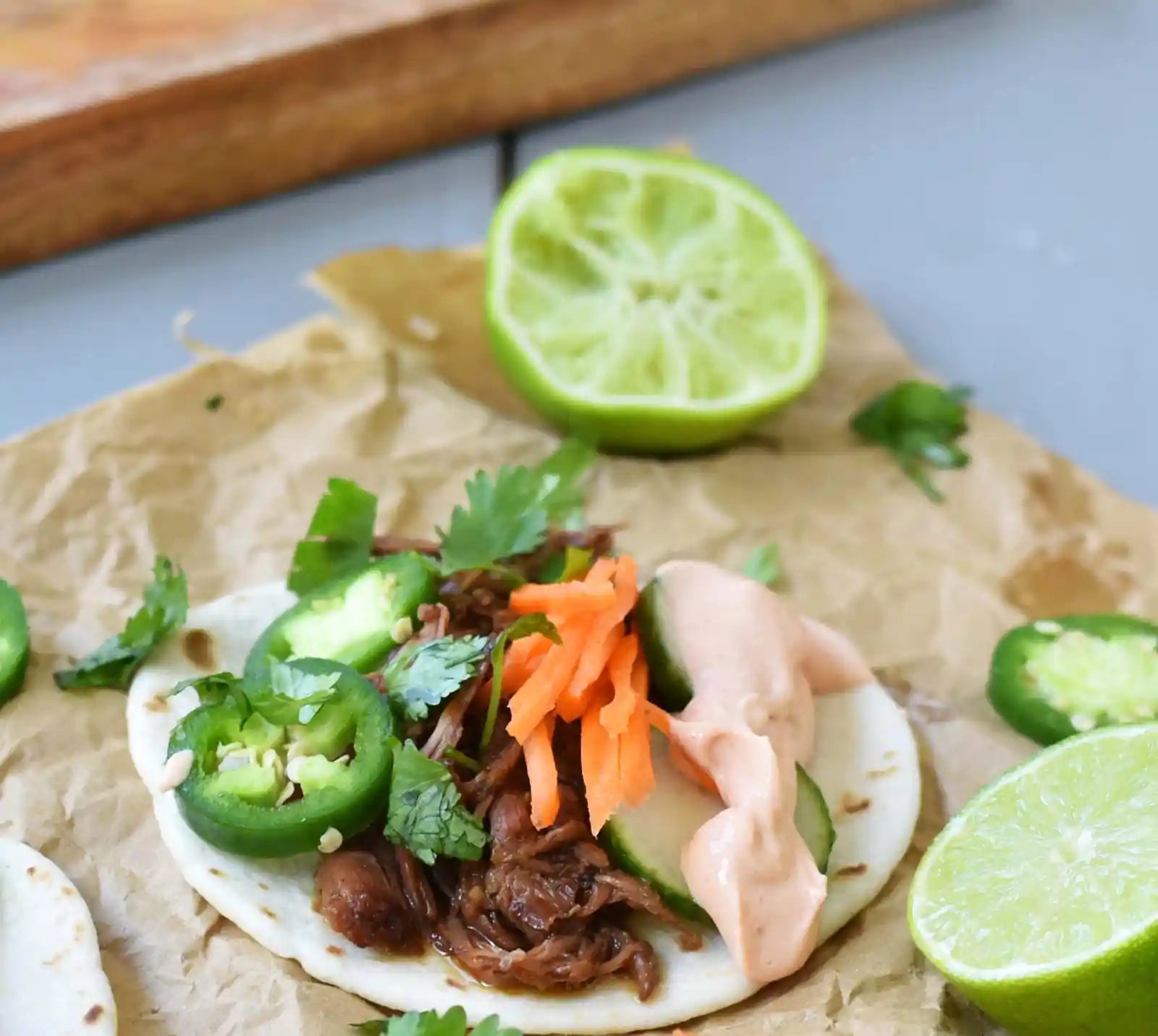 Slow Cooker Korean Beef Tacos