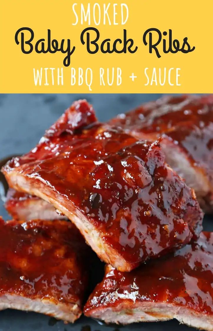 Smoked Baby Back Ribs. Tender, flavorful, fall-off-the-bone Pork Baby Back Ribs. How to smoke ribs or cook in the oven. Perfect BBQ Rub Recipe. #ribs #babybackribs