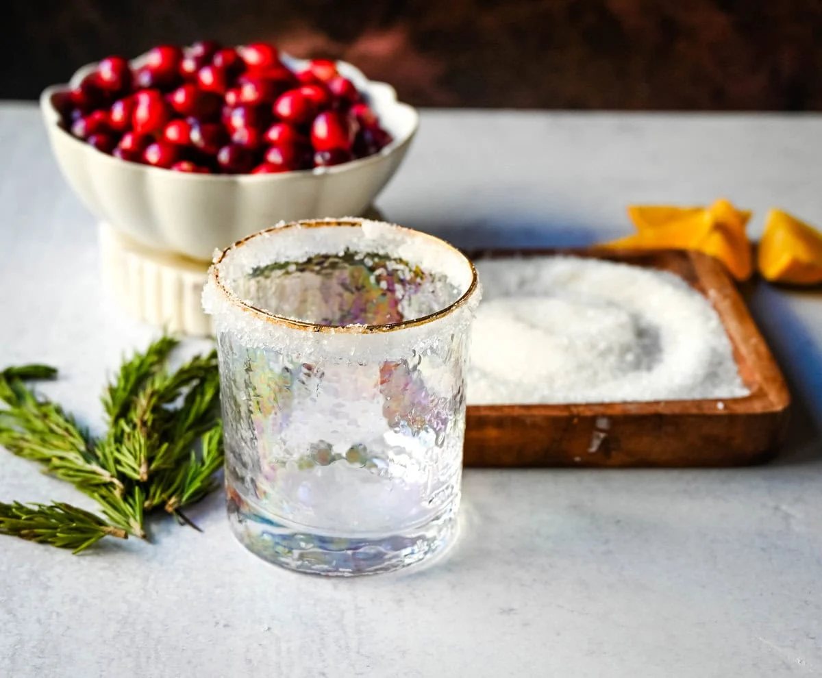 How to create a sugar rim on a holiday mocktail.
