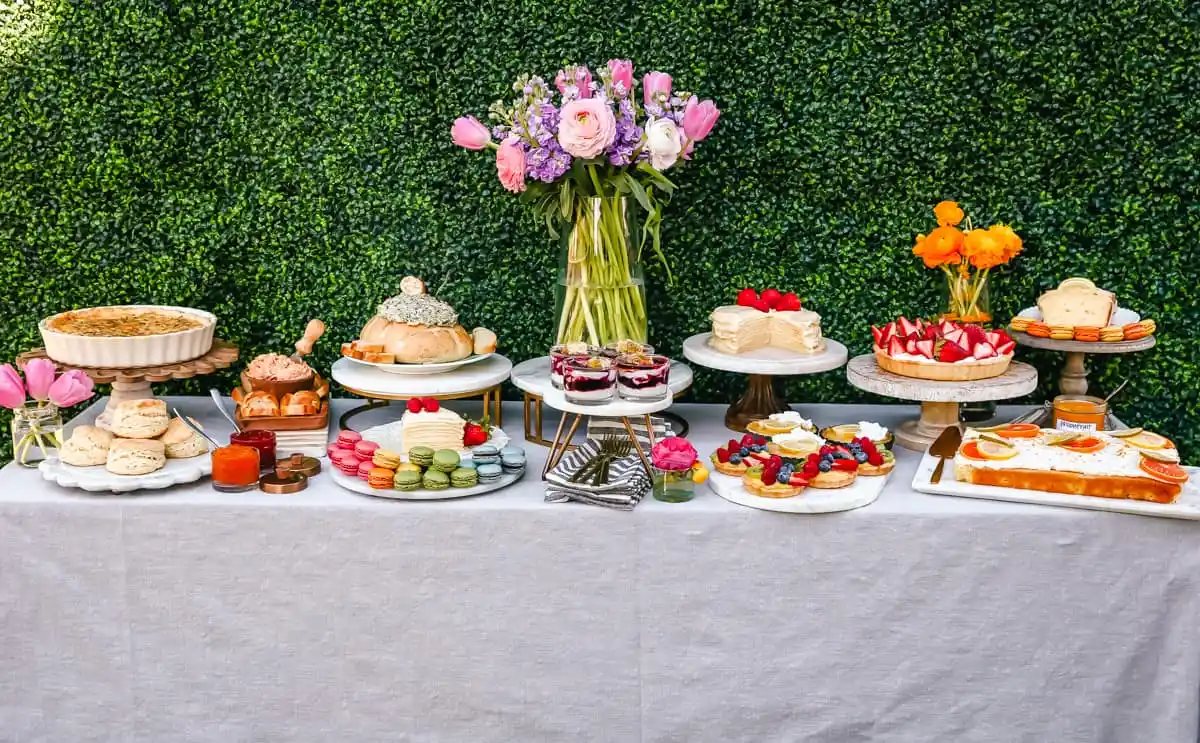 How to create the Ultimate Spring Brunch or Spring Party with an assortment of both sweet and savory breakfast items and beautiful desserts. 30+ Spring and Easter Party Food Ideas. How to decorate for a Spring Brunch and Party too.