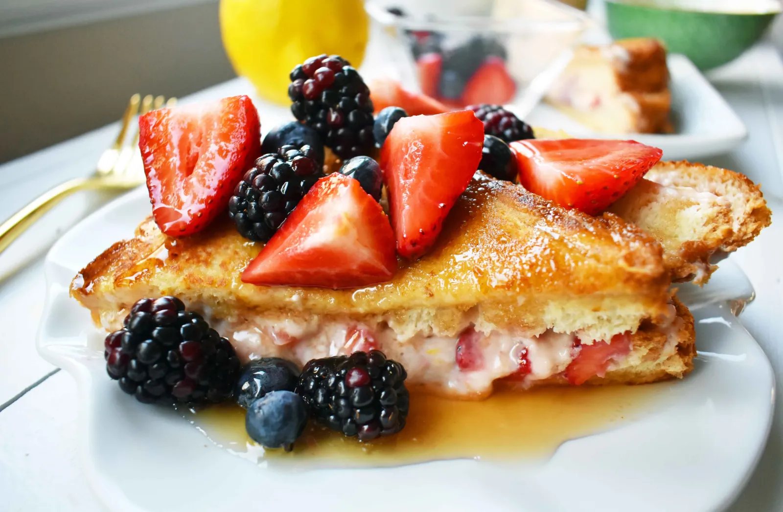Strawberries and Cream Stuffed French Toast