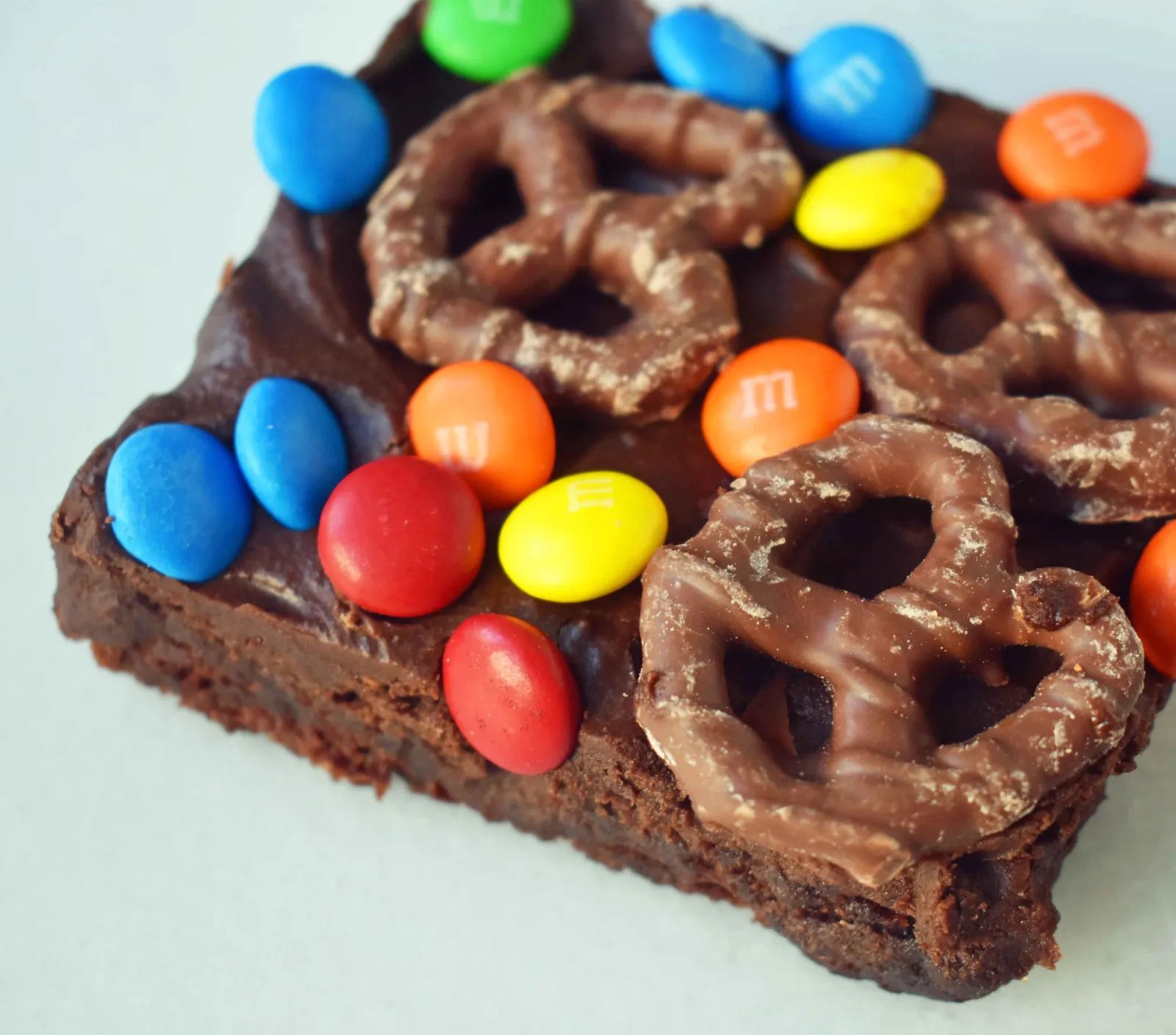 Super Bowl Chocolate Covered Pretzel Brownies
