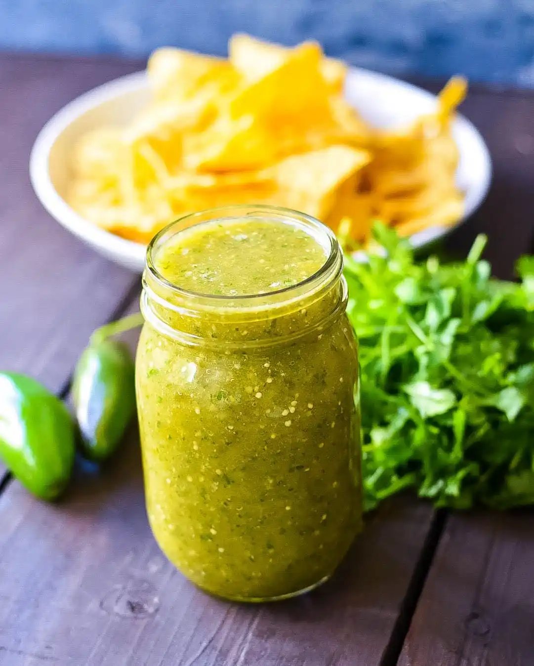 Sweet Salsa Verde (Green Salsa) The famous sweet and spicy green salsa is always popular with kids and grown-ups alike! How to make the best sweet salsa verde. www.modernhoney.com #salsaverde #greensalsa #salsa