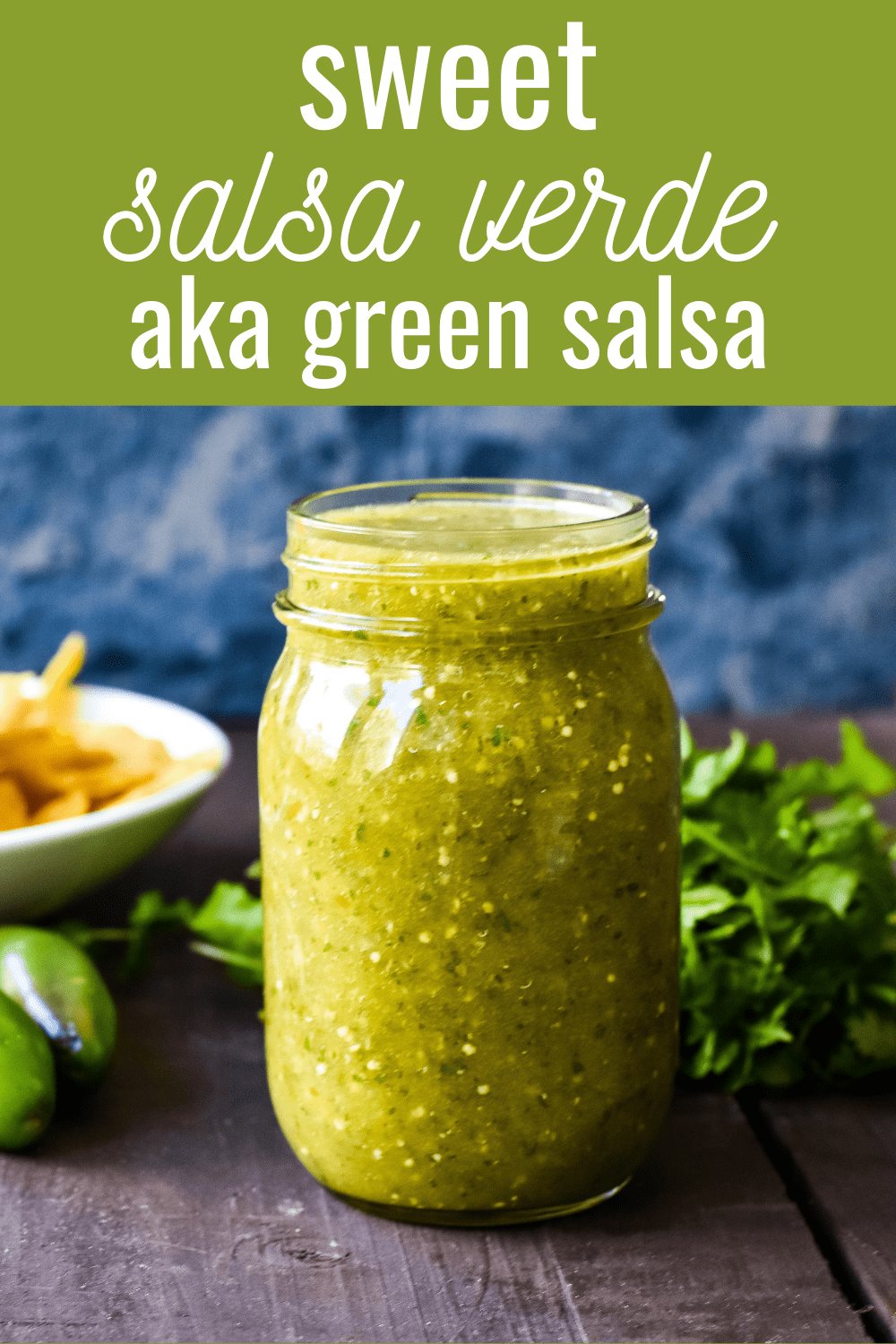 Sweet Salsa Verde (Green Salsa) The famous sweet and spicy green salsa is always popular with kids and grown-ups alike! How to make the best sweet salsa verde. www.modernhoney.com #salsaverde #greensalsa #salsa