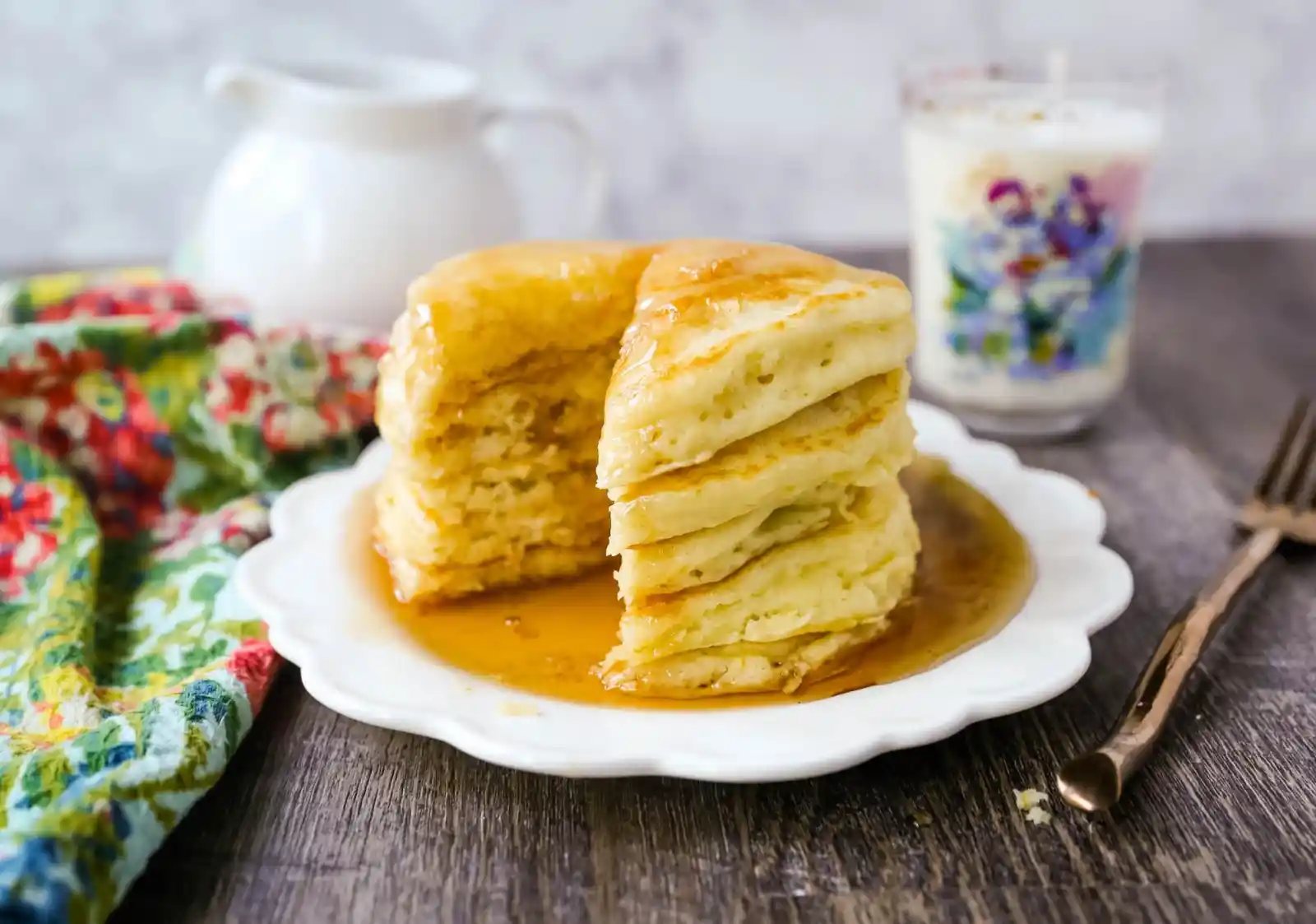 The Best Pancake Recipe. Light and fluffy buttermilk pancakes with a secret ingredient to make it extra tender. This is the only pancake recipe you will ever need! www.modernhoney.com #pancakes #pancake #breakfast #brunch