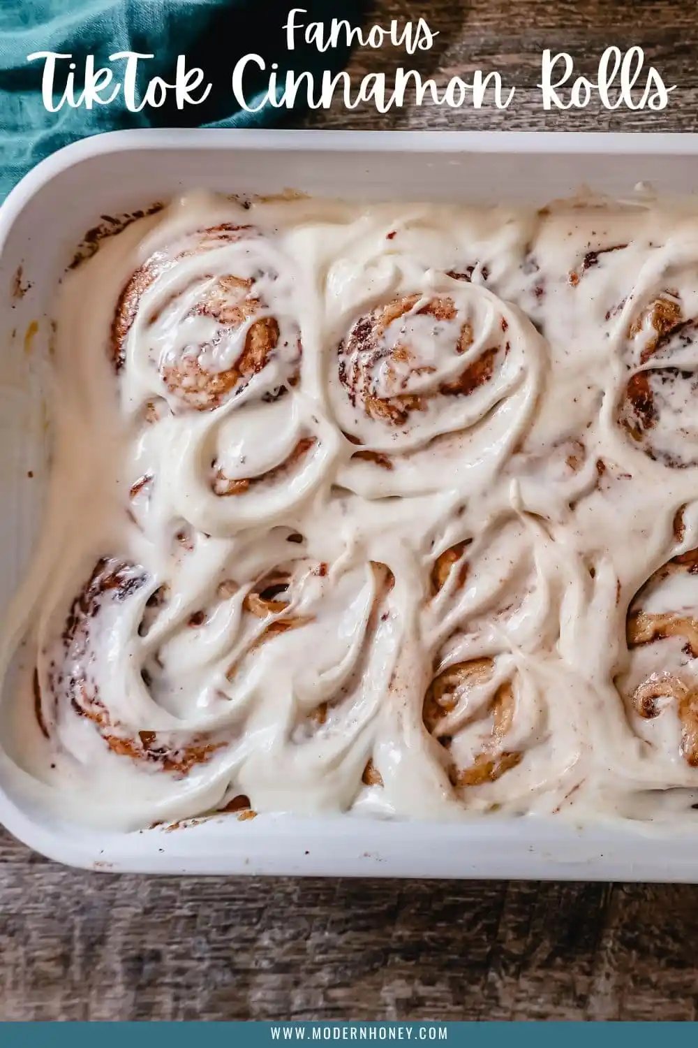 The famous, viral TikTok Cinnamon Rolls with heavy cream are even better than Cinnabon! These TikTok Cinnamon Rolls made with canned cinnamon rolls, a homemade buttery cinnamon drizzle, and a cream cheese frosting are the easiest cinnamon rolls you will ever make!