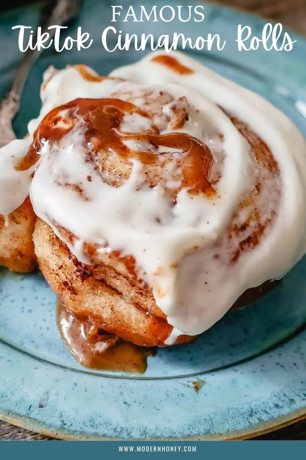 The famous, viral TikTok Cinnamon Rolls with heavy cream are even better than Cinnabon! These TikTok Cinnamon Rolls made with canned cinnamon rolls, a homemade buttery cinnamon drizzle, and a cream cheese frosting are the easiest cinnamon rolls you will ever make!