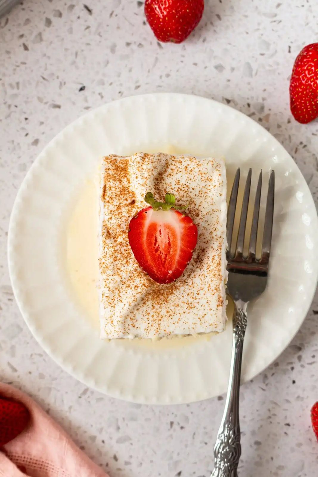 Tres Leches Cake. A classic Mexican dessert made with a vanilla sponge cake soaked with three kinds of milk -- heavy cream, evaporated milk and sweetened condensed milk and topped with fresh sweetened whipped cream. An authentic Mexican dessert recipe!
