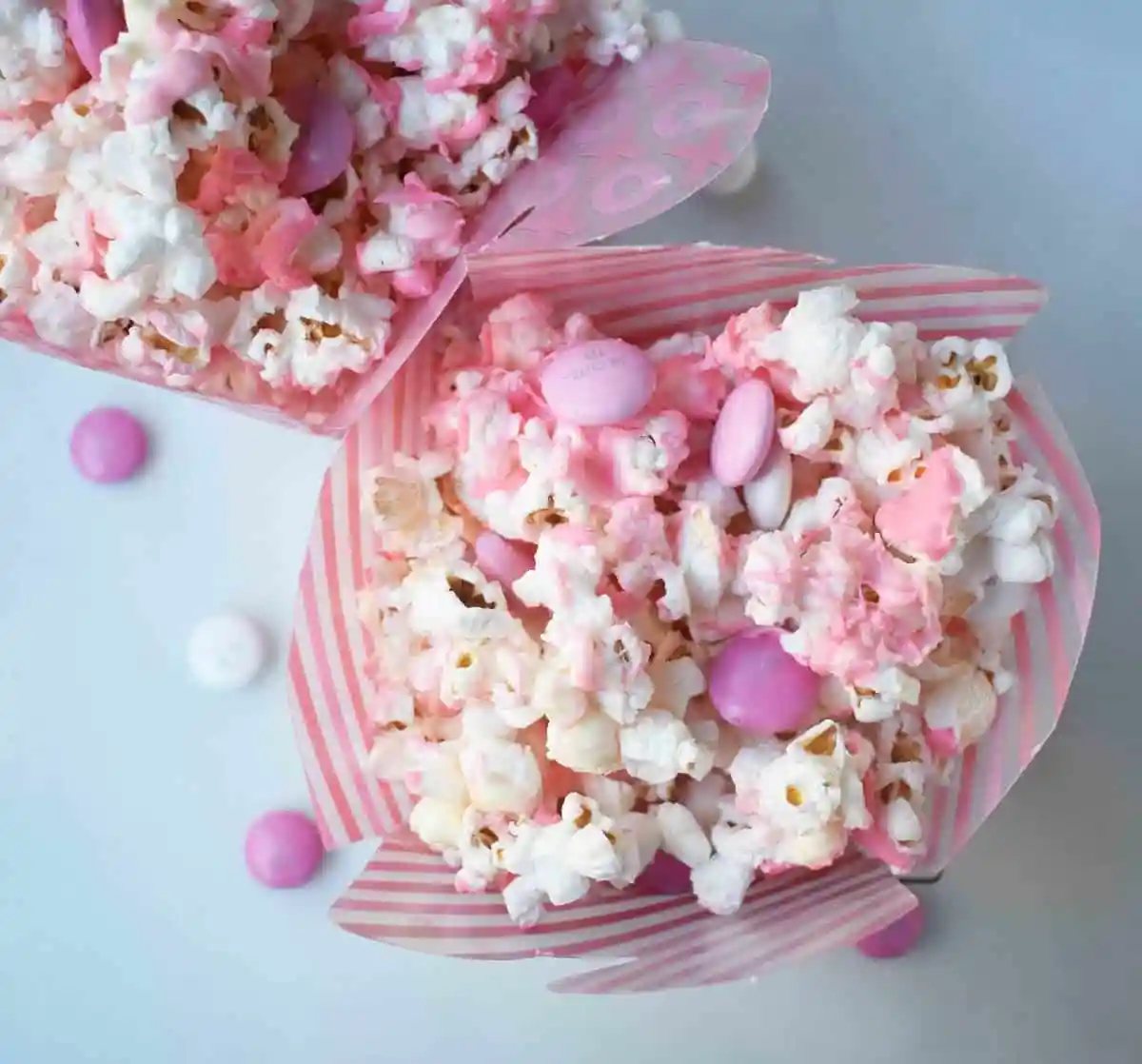 Valentine’s White Chocolate M & M Popcorn