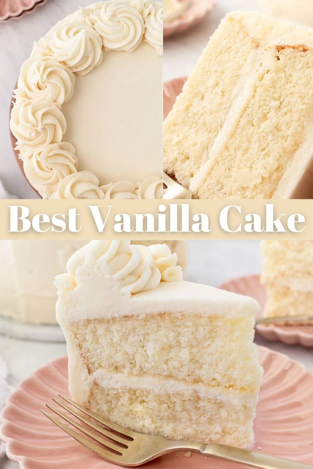 The best homemade vanilla cake recipe with vanilla bean buttercream frosting. If you’re looking for the best homemade vanilla cake recipe, this is it! This moist and fluffy vanilla cake is easy to make from scratch using simple ingredients. Perfect for birthdays or celebrations. This white cake recipe features a light, airy crumb and the most tender texture. This is a bakery-worthy dessert!