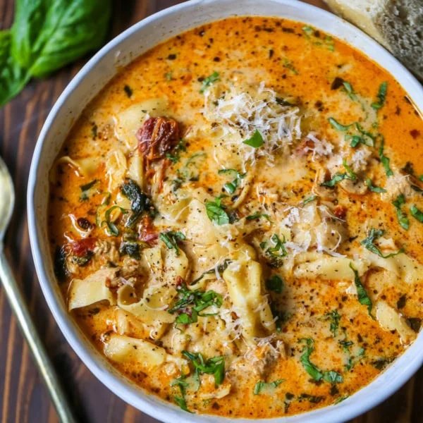 This Marry Me Chicken Tortellini Soup takes the viral marry me chicken flavor creamy sun-dried tomato sauce, tender chicken, and Parmesan and turns them into a cozy, comforting soup loaded with cheese tortellini. This easy one-pot soup comes together in about 30 minutes, making it perfect for busy weeknight dinners!