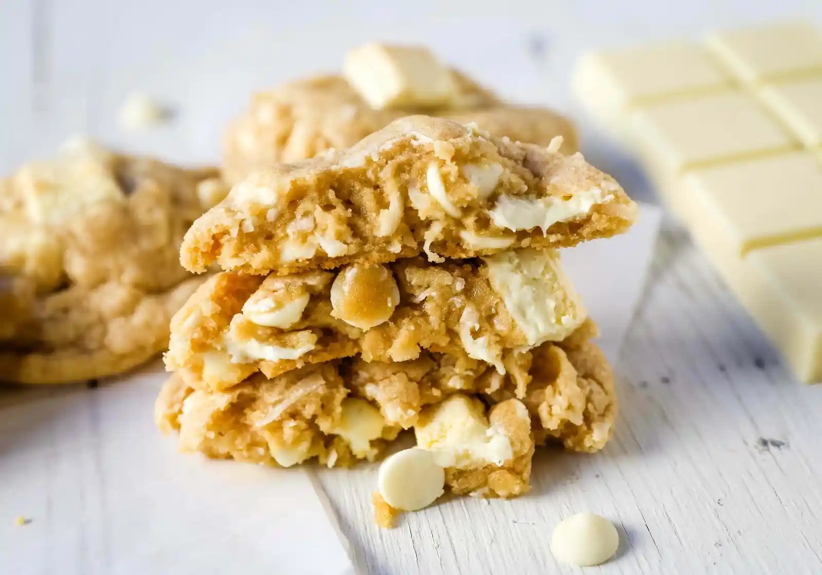 White Chocolate Coconut Cookies Soft chewy white chocolate coconut cookies are the perfect sweet, buttery tropical cookie! www.modernhoney.com #cookie #cookies #cookierecipe #cookierecipes #whitechocolatecookies