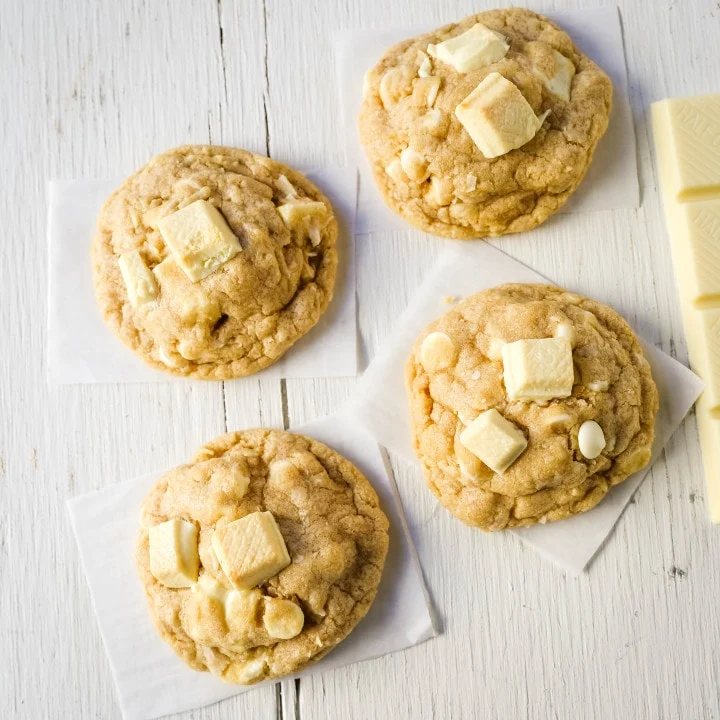 White Chocolate Coconut Cookies Soft chewy white chocolate coconut cookies are the perfect sweet, buttery tropical cookie! www.modernhoney.com #cookie #cookies #cookierecipe #cookierecipes #whitechocolatecookies