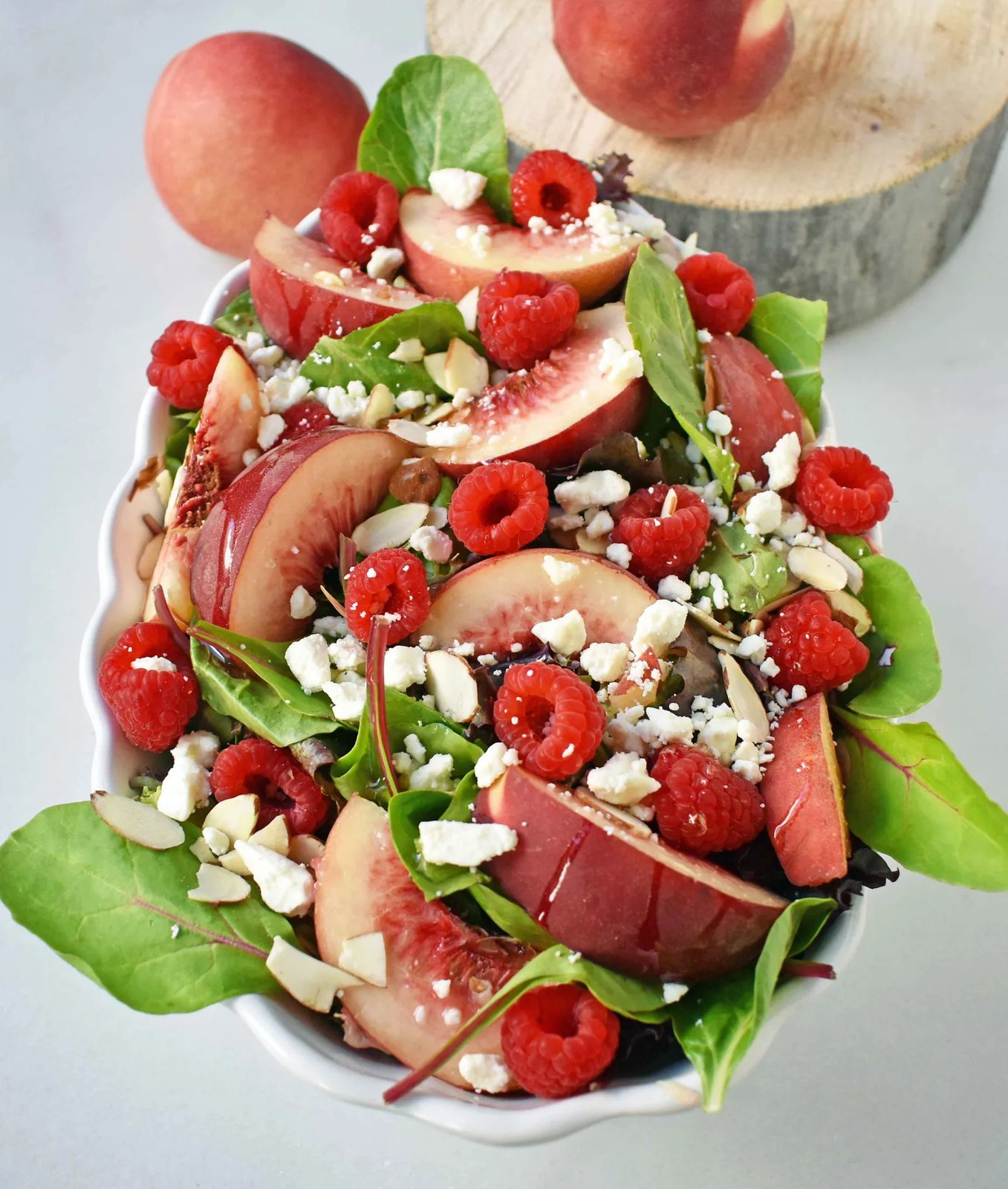 White Peach Raspberry Almond Salad