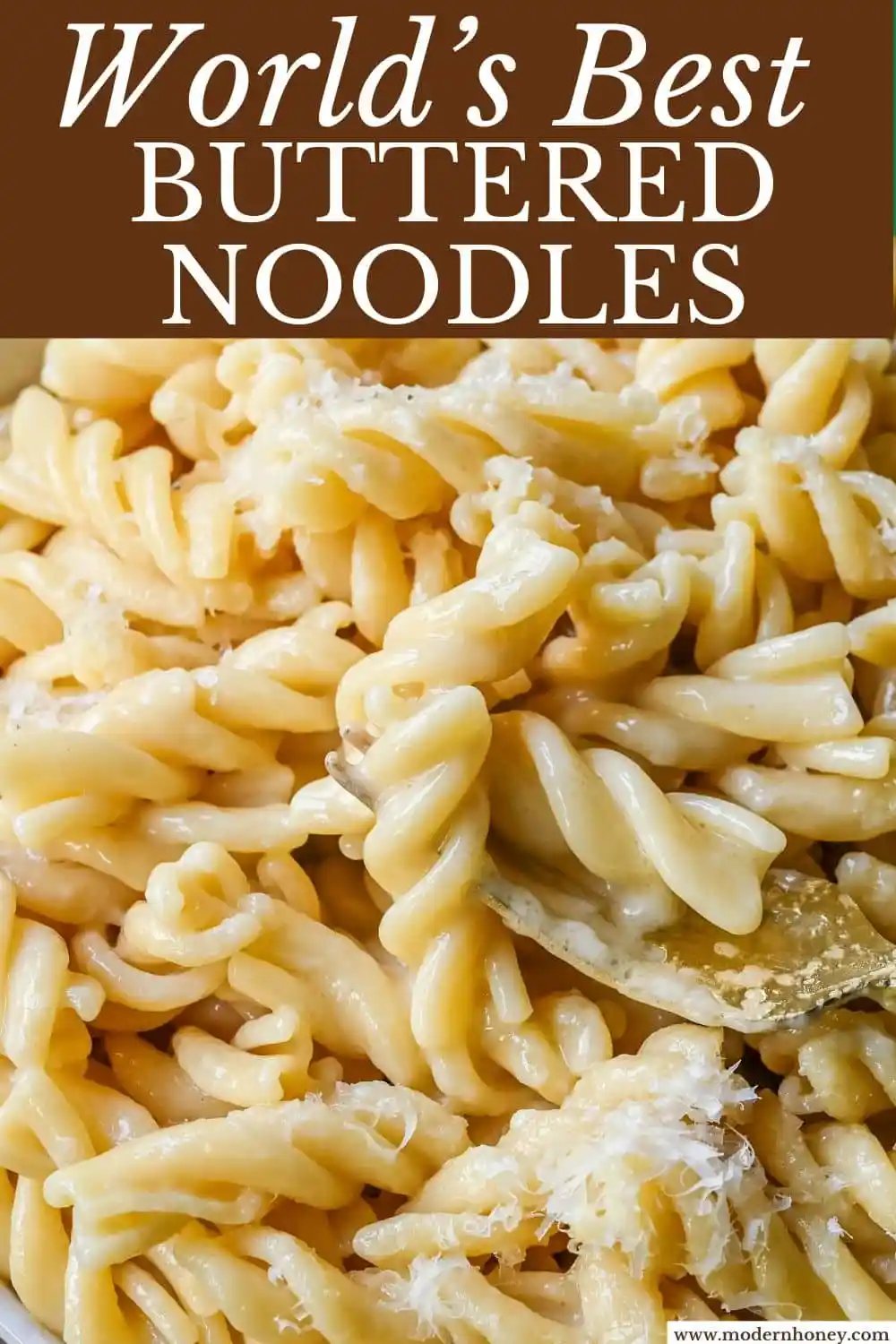 World's Best Buttered Noodles Ingredients. These buttered noodles are the easiest comfort food ever made with tender pasta, butter, and parmesan cheese. You only need 3 ingredients to make this butter parmesan pasta (also known as Burro e Parmigiano).