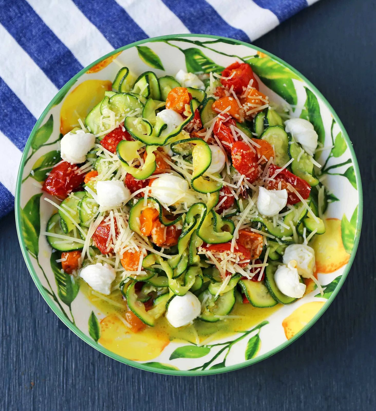 Zucchini Noodles with Tomatoes, Fresh Mozzarella, and Basil