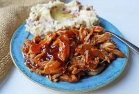 Sweet Peach Barbecue Glazed Slow Cooker Chicken