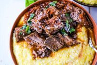 Hearty Braised Beef Ragu atop Creamy Parmesan Polenta