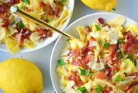Bright Lemon Garlic Pasta with Crispy Bacon