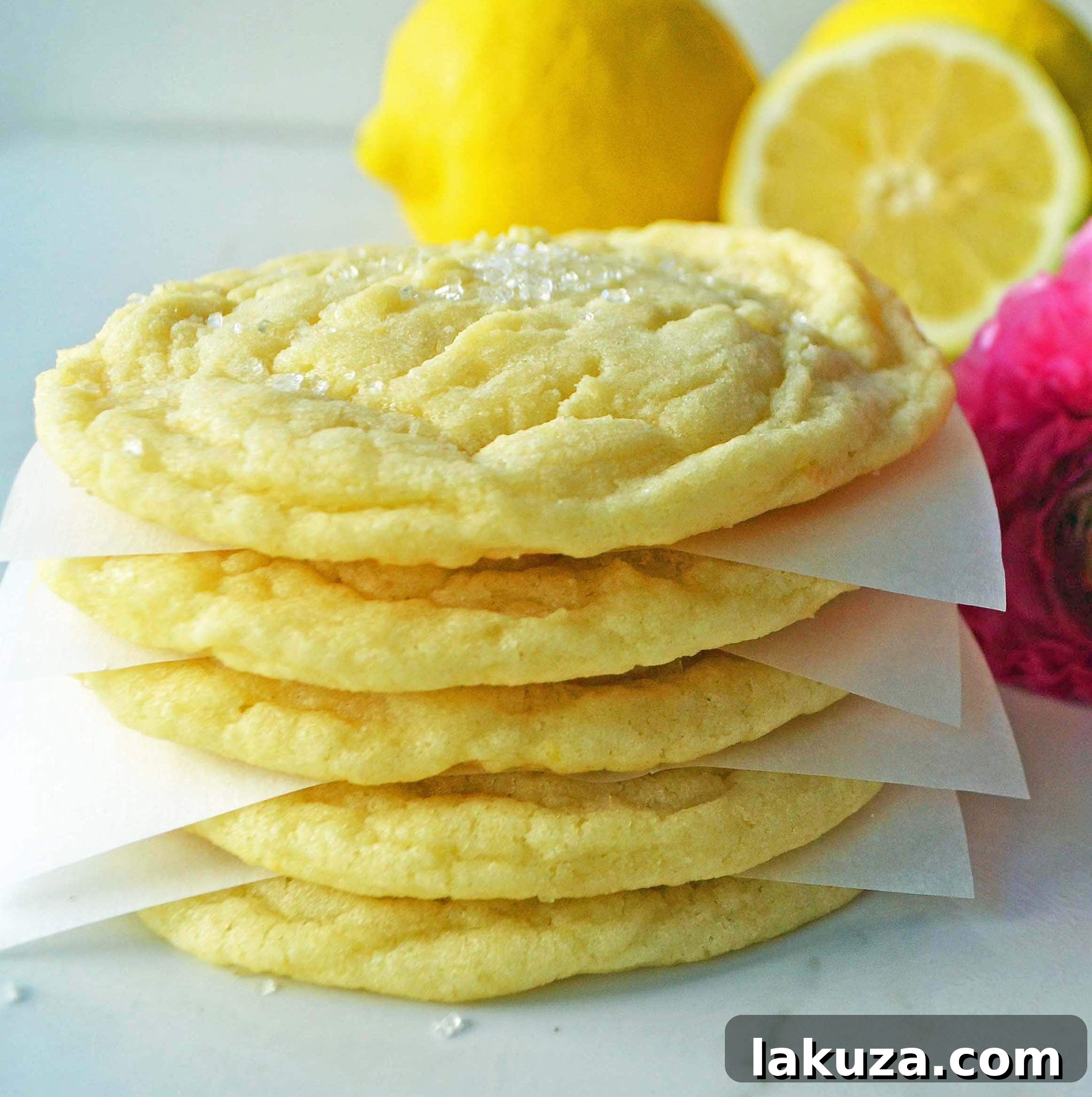 Lemon Sugar Cookies Recipe. Soft chewy light lemon cookie recipe. The perfect Lemon Cookie Recipe! www.modernhoney.com #lemoncookies #lemonsugarcookie 