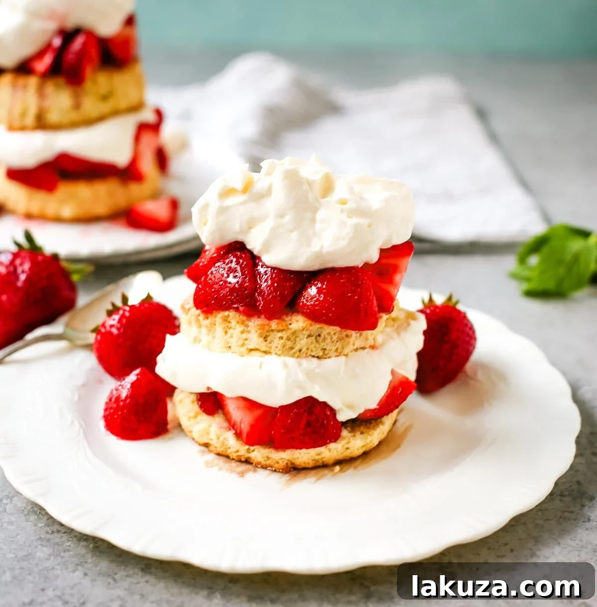 Crimson Berry Dream 2 The Best Strawberry Shortcake with Homemade Sweet Biscuits, Sliced Strawberries, and Sweetened Whipped Cream. The sweet biscuits paired with sugared, syrupy strawberries, and fluffy whipped cream.