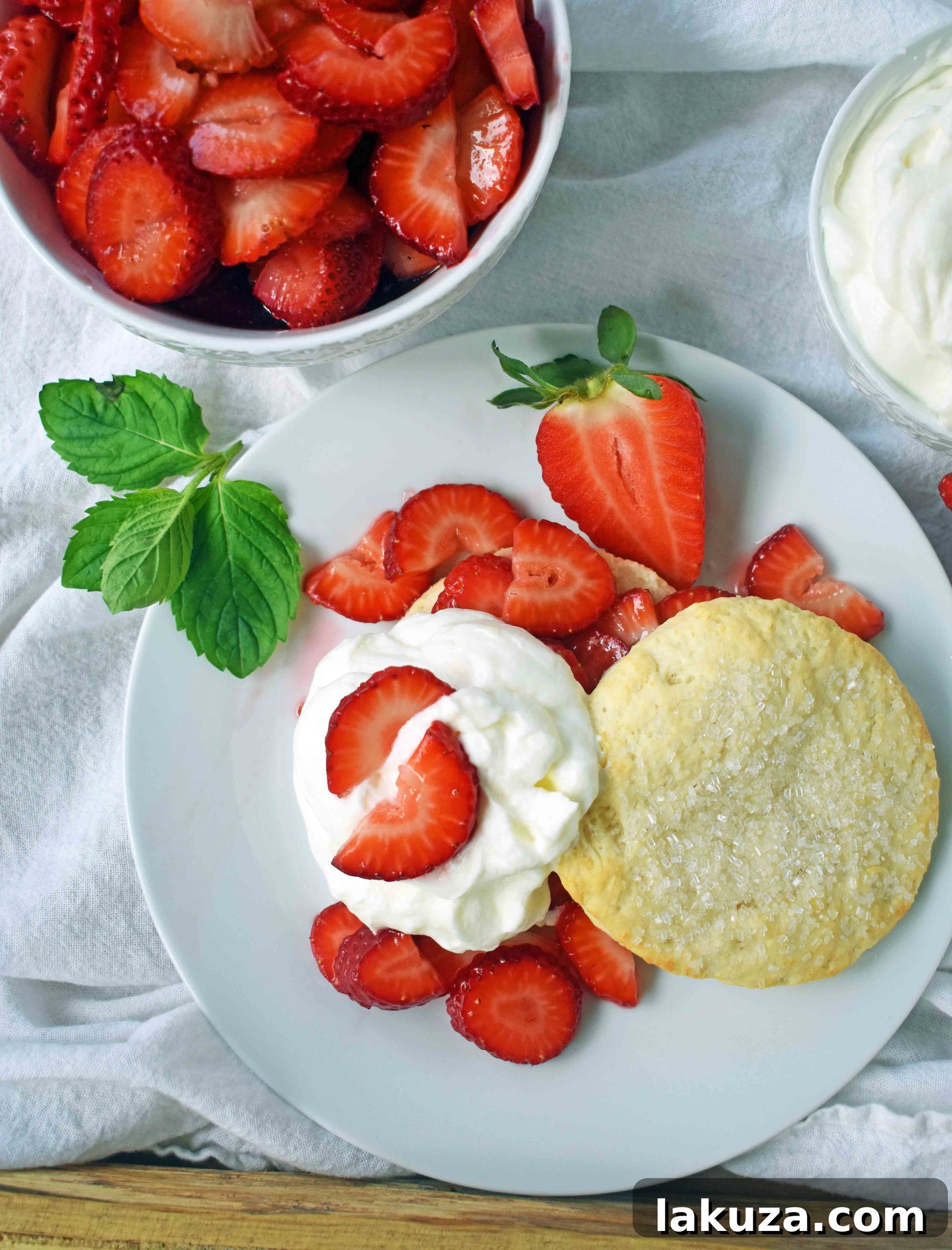 Crimson Berry Dream 3 Strawberry Shortcake with Sweet Biscuits, Sugared Strawberries, and Homemade Sweetened Whipped Cream. The BEST Strawberry Shortcake Recipe. A Southern classic Strawberry Shortcake with biscuits. www.modernhoney.com