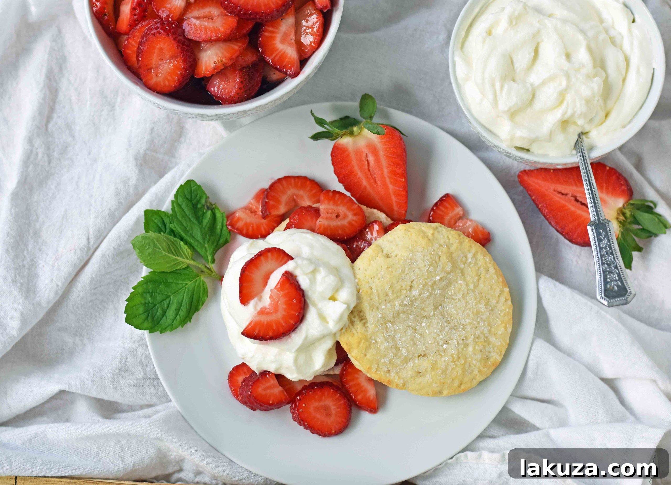 Crimson Berry Dream 5 Strawberry Shortcake with Sweet Biscuits, Sugared Strawberries, and Homemade Sweetened Whipped Cream. The BEST Strawberry Shortcake Recipe. A Southern classic Strawberry Shortcake with biscuits. www.modernhoney.com