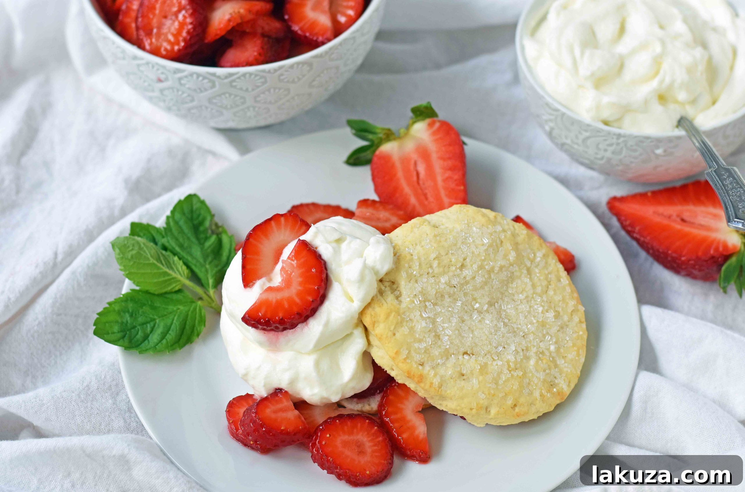 Crimson Berry Dream 10 Strawberry Shortcake with Sweet Biscuits, Sugared Strawberries, and Homemade Sweetened Whipped Cream. The BEST Strawberry Shortcake Recipe. A Southern classic Strawberry Shortcake with biscuits. www.modernhoney.com