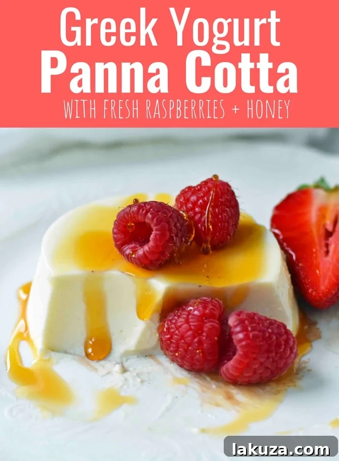 Tangy Greek Yogurt Panna Cotta 11 Irresistible Greek Yogurt Panna Cotta Recipe: A creamy, silky smooth dessert featuring the refreshing tang of Greek yogurt, perfect with fresh fruit and a drizzle of honey.