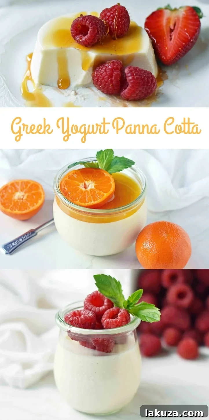 Tangy Greek Yogurt Panna Cotta 13 Pin for Greek Yogurt Panna Cotta Recipe: A creamy, smooth, and delicious dessert made with Greek yogurt, honey, and vanilla. Perfect for an easy, no-bake treat.