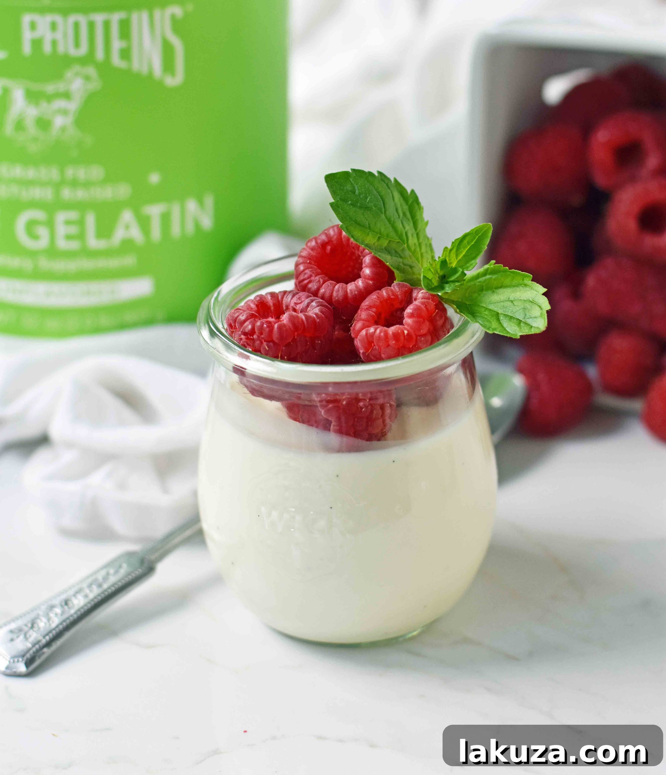 Tangy Greek Yogurt Panna Cotta 8 A trio of Greek Yogurt Panna Cotta servings, artfully topped with fresh berries, offering a light, refreshing, and visually appealing dessert. An easy and healthy Greek yogurt dessert.