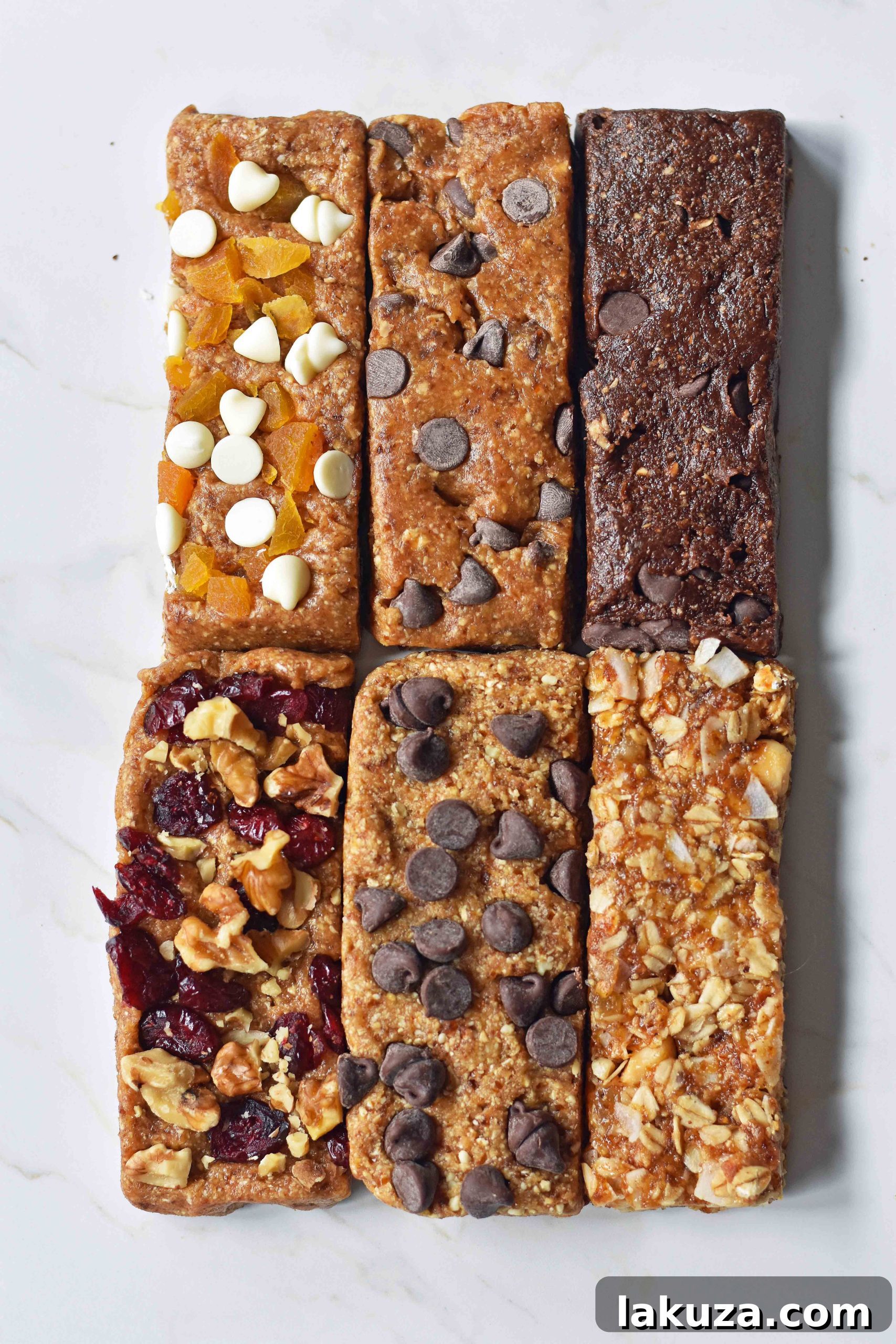 A tray of freshly made homemade granola energy bars ready for chilling.